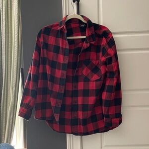 Madewell Red and Black Plaid Flannel Shirt